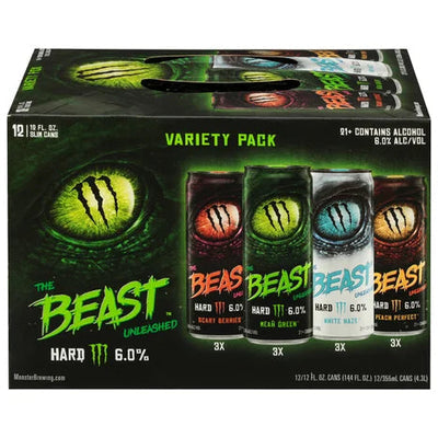 The Beast Unleashed Energy Drink, Hard, 12/12 oz Variety Pack